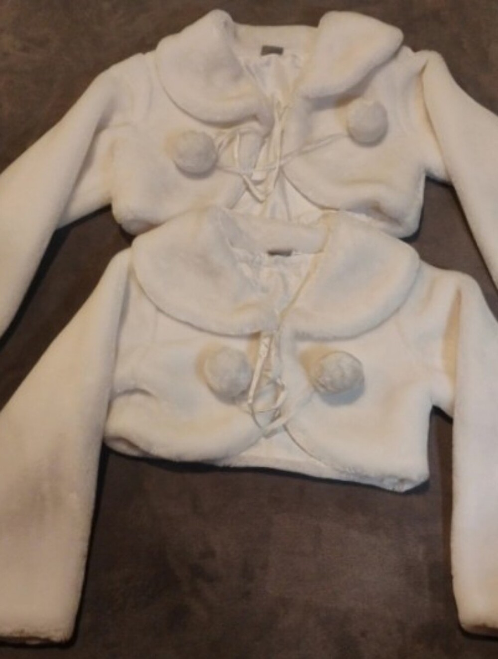 2 Elebaby Faux Fur Bolero Shrug Jacket Set White Girls Matching Lot - Large